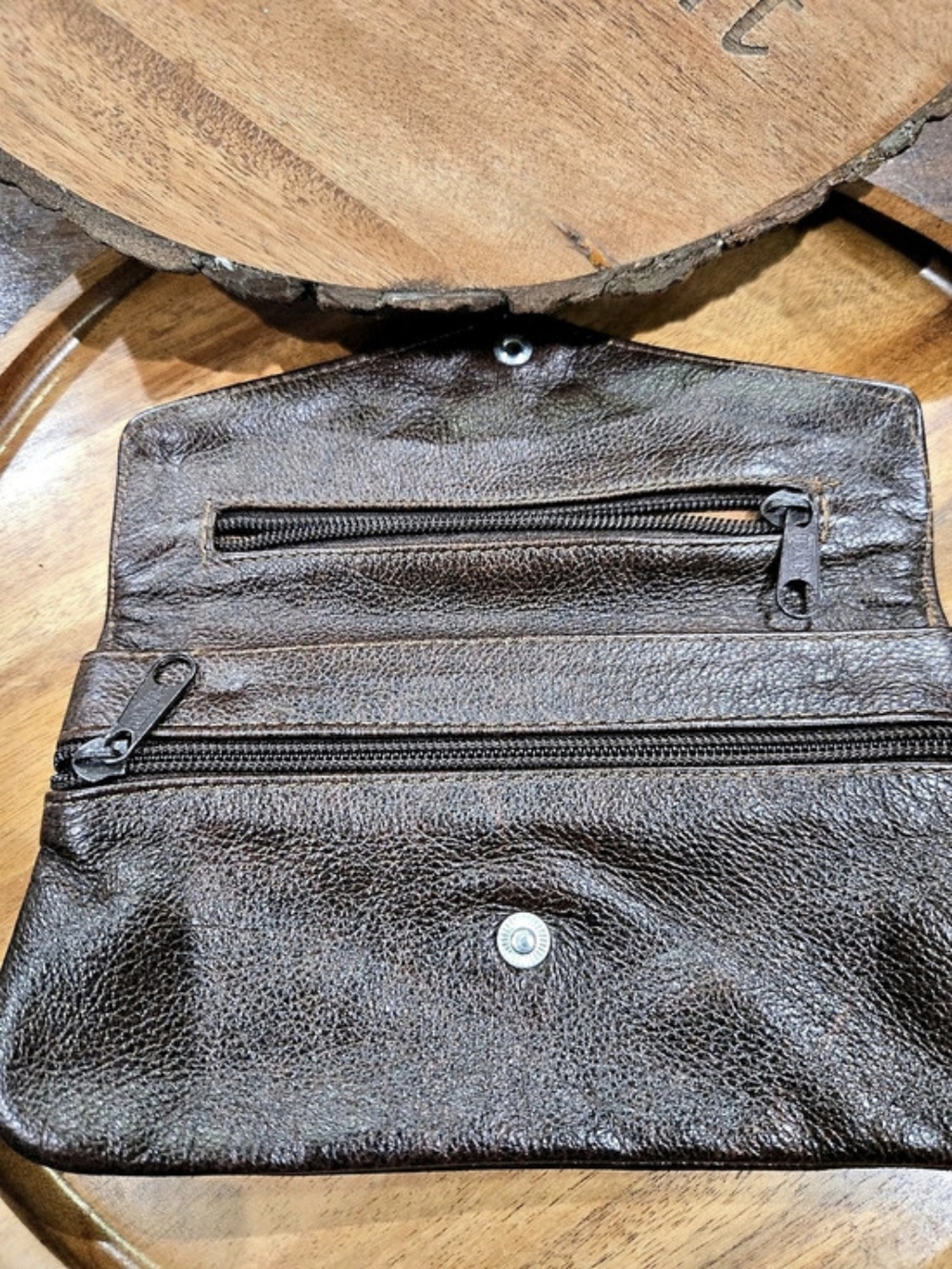 🌼Brown Leather Envelope Clutch Wallet - Picture 3 of 7